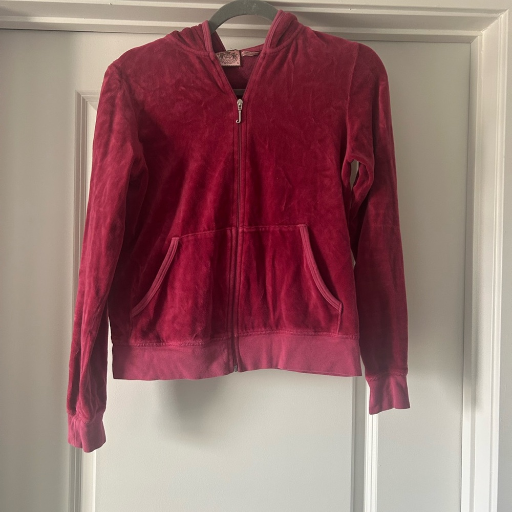 Juicy Couture Velour Zip Hoodie in Deep pink